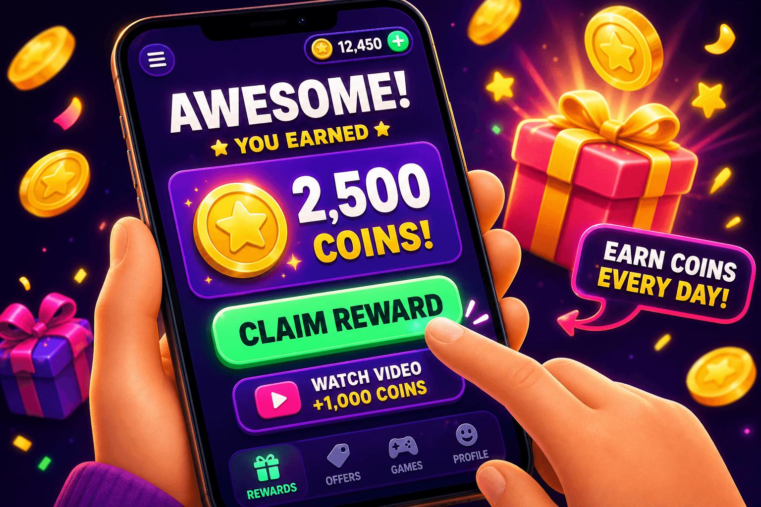 Accessible reward apps with large text and simple UX