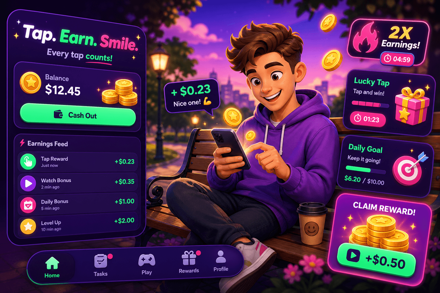 Microtask apps that pay during short breaks